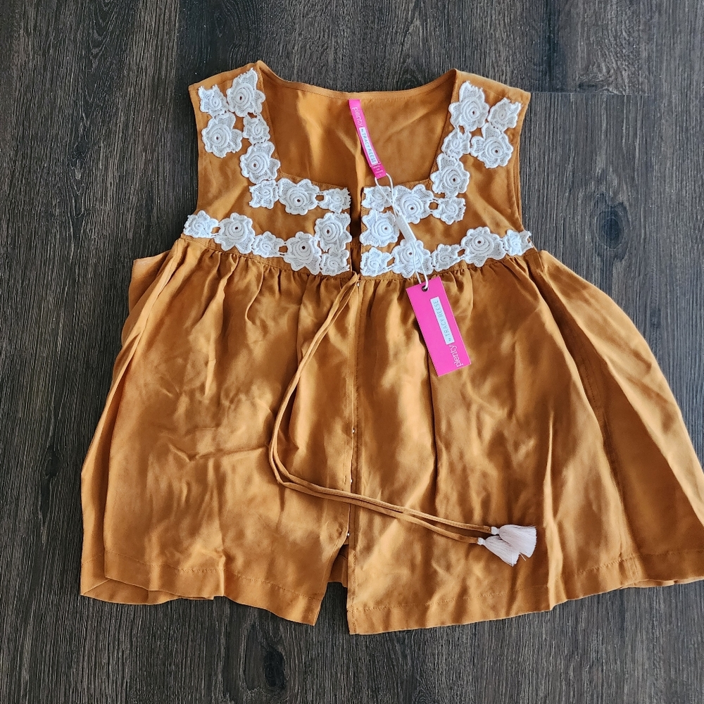 Plenty by Tracy Reese Golden Yellow Lace Top